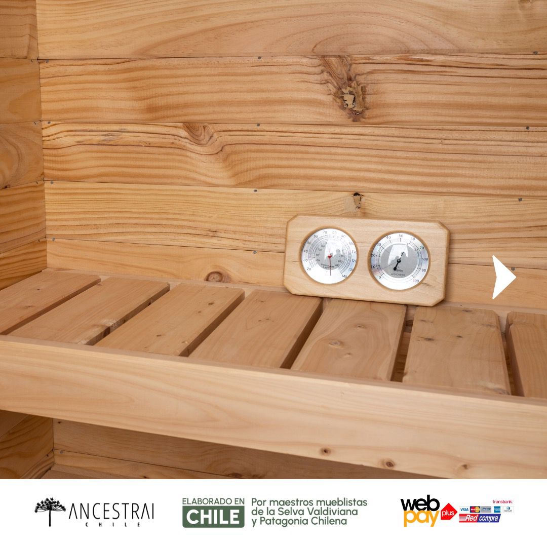 Sauna interior de madera de ciprés — Ancestral Chile