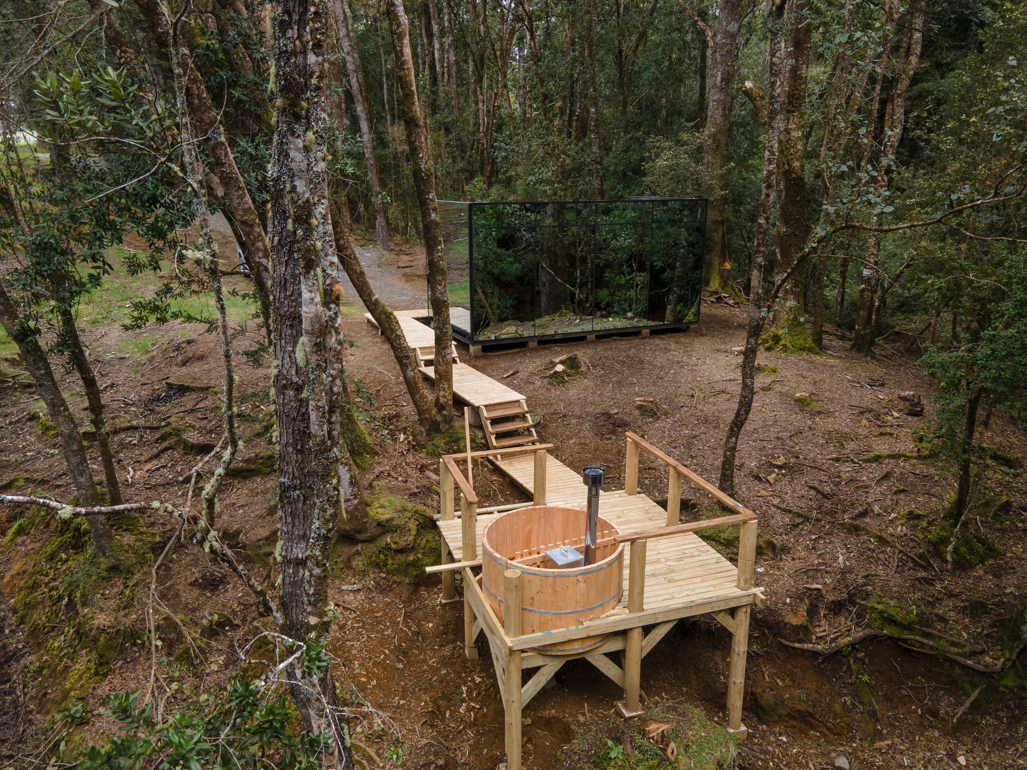 Tinaja caliente para 2 personas en cabaña o glamping Chile
