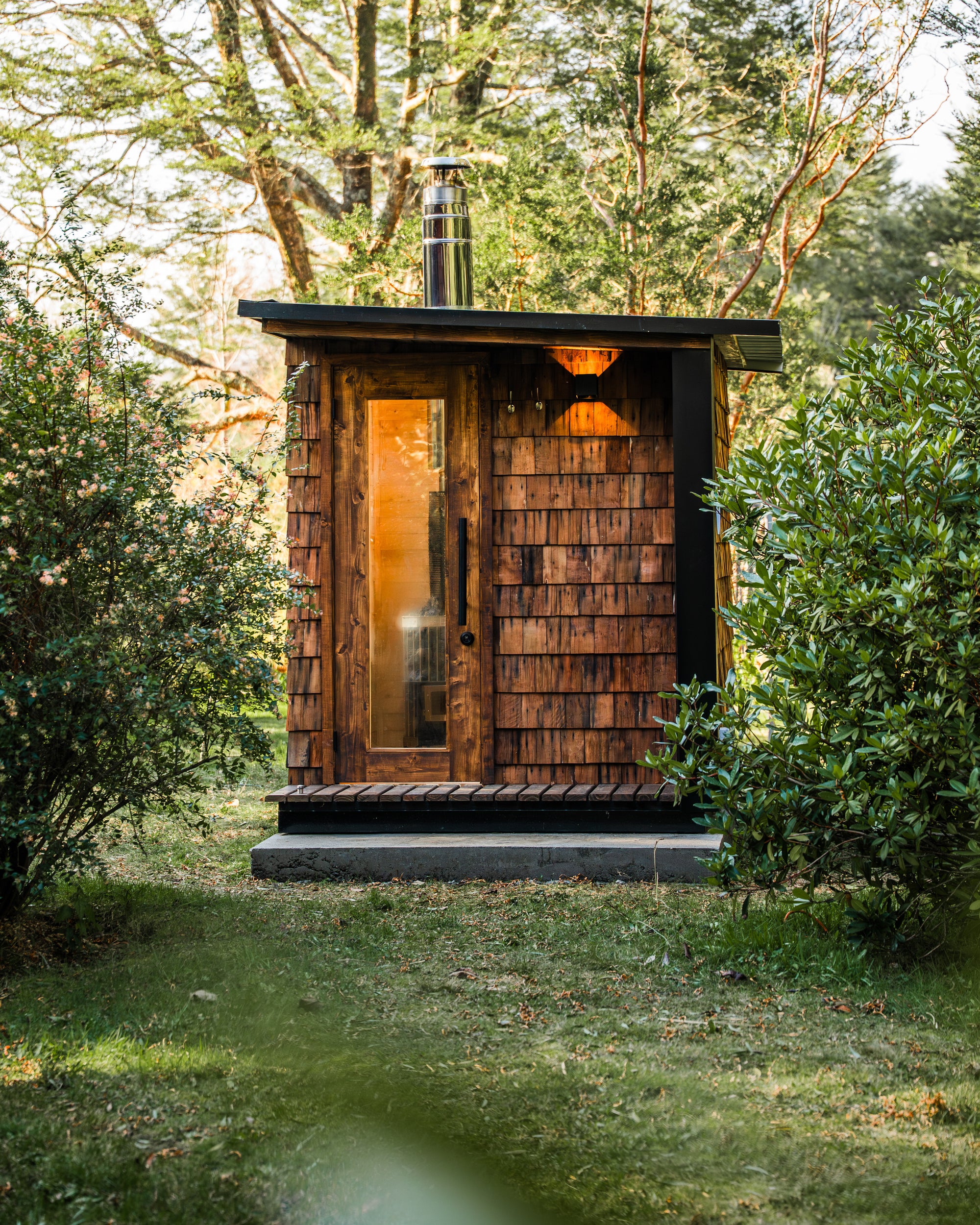 Sauna Exterior 4 personas a leña  cabina extendida