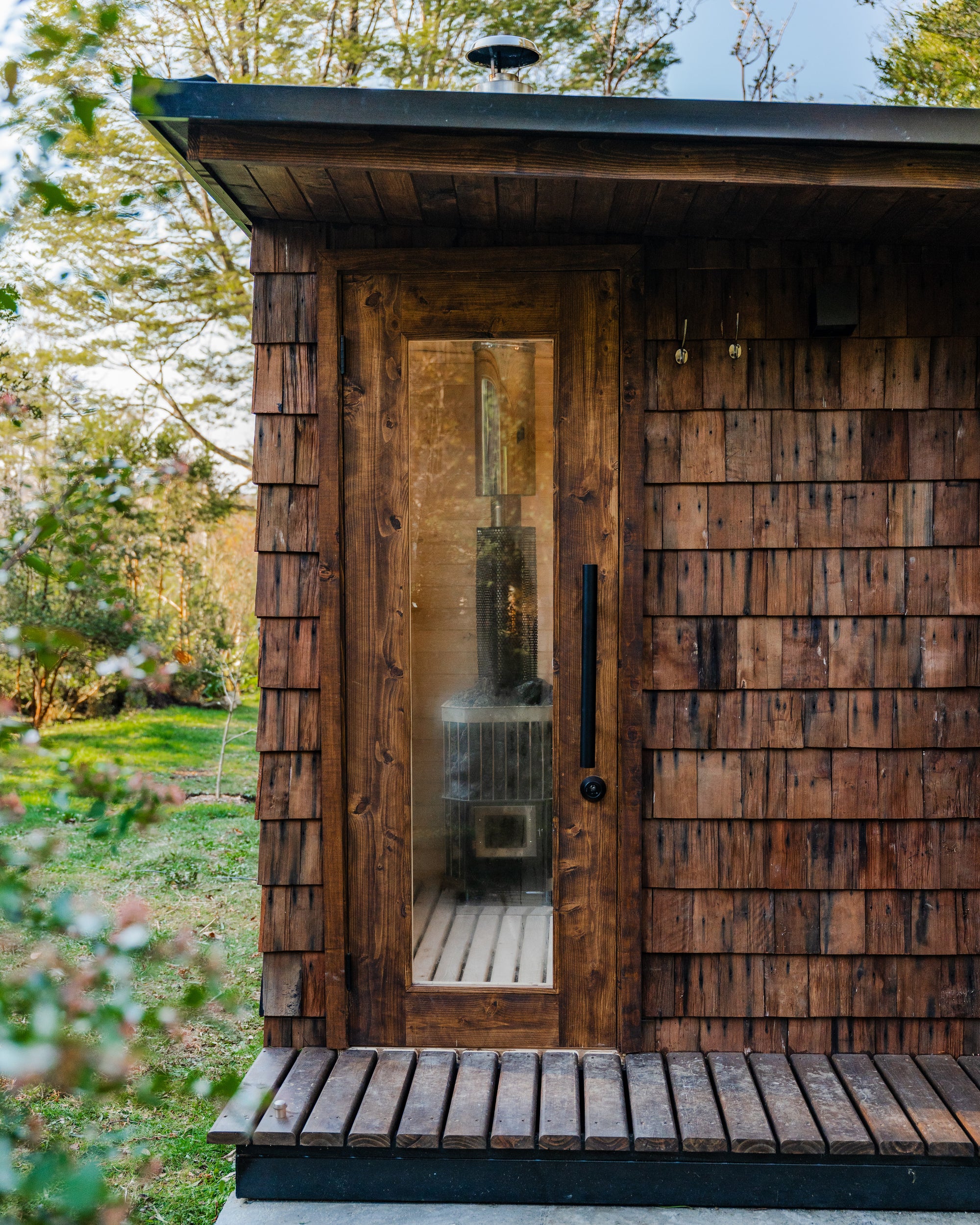 Sauna Exterior 4 personas a leña  cabina extendida