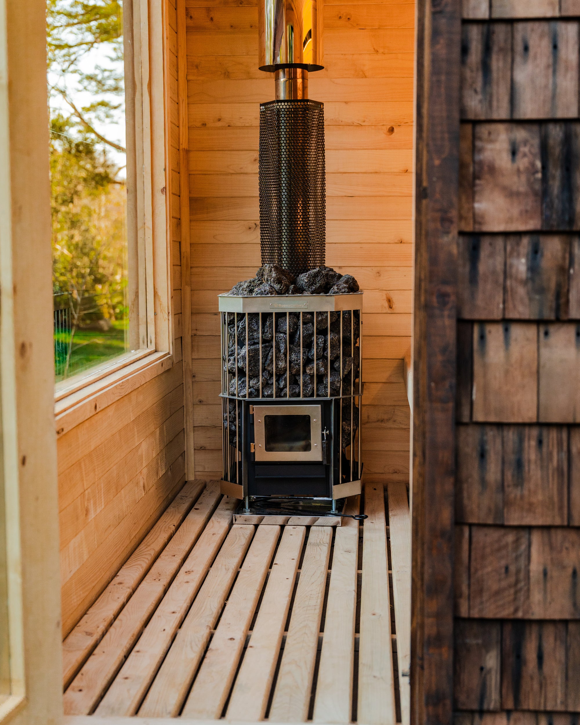 Sauna Exterior 4 personas a leña  cabina extendida
